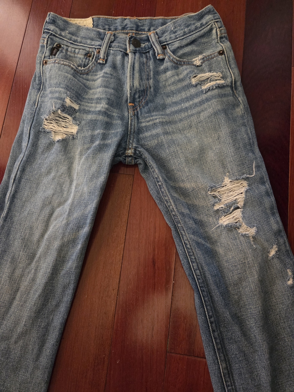 Abercrombie & Fitch Light Blue Distressed Straight Jeans